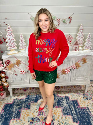 GREEN SEQUIN SHORTS