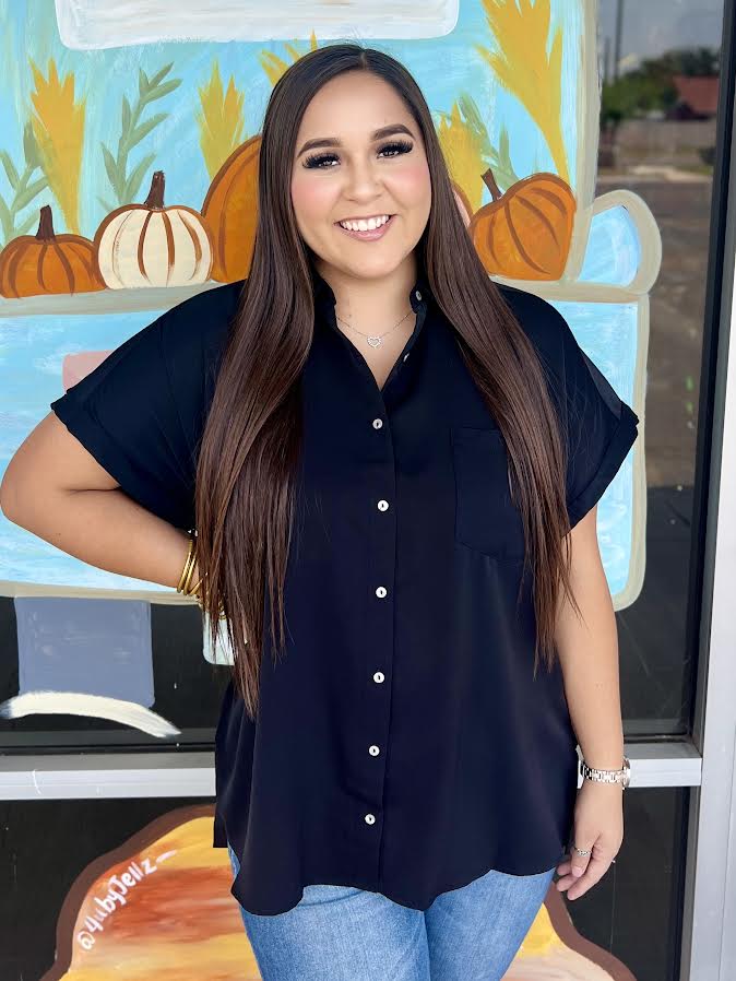 JESS BLACK BUTTON UP TOP