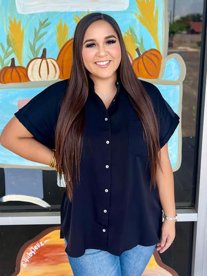 JESS BLACK BUTTON UP TOP