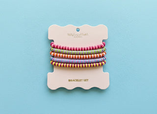 Leah Multicolor Enamel Stretch Bracelets - 5 Piece Set B-103