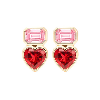 Emerald Cut Heart Studs