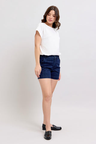 LAURA JUDY BLUE DENIM TROUSER SHORTS