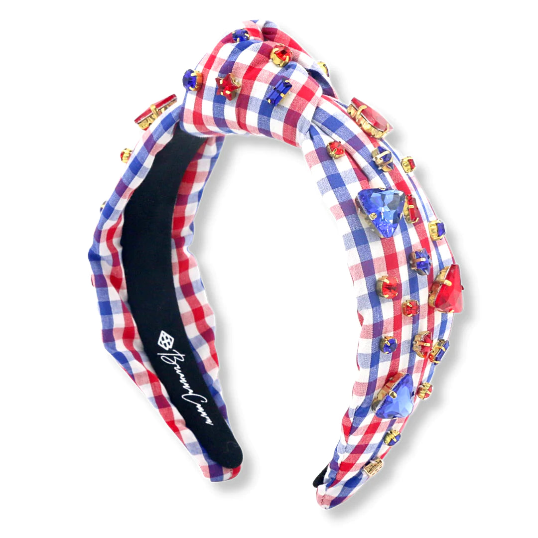 RED,WHITE &BLUE GINGHAM HEADBAND BLUE BRIANNA CANNON