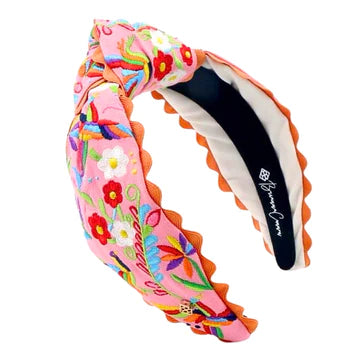 BRIANNA CANNON EMBROIDERED OTOMI HEADBAND WITH RIC RAC TRIM