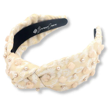 BRIANNA CANNON CHAMPAGNE AND IVORY HEADBAND WITH PEARLS