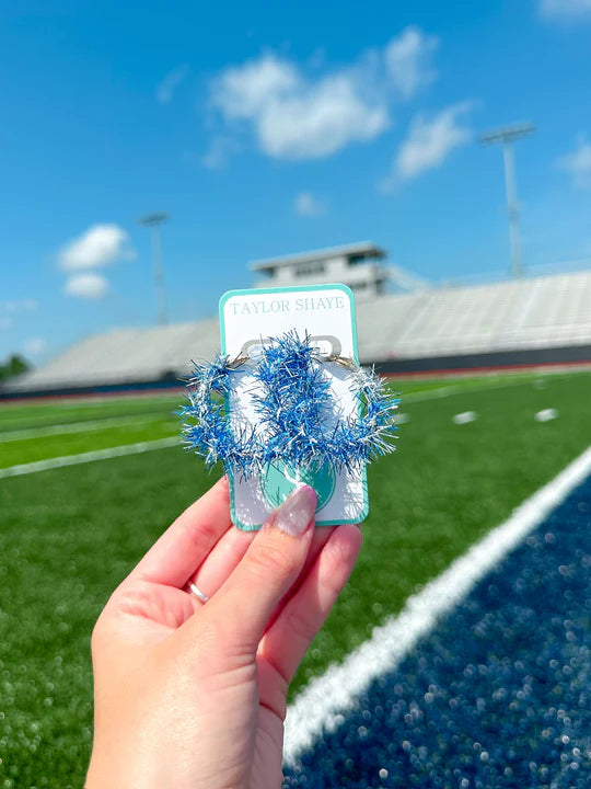 Gameday Pom Hoops- Blue and Silver