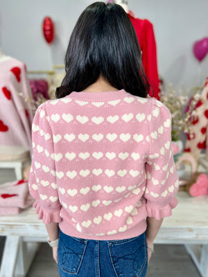 SAMARAH HEART STRIPE SWEATER