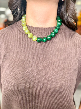 Bauble Ball Necklace - Half - Green and Dark Green