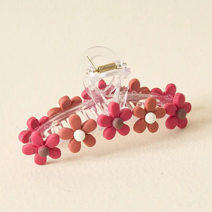Daisy Claw Clip - Burgundy