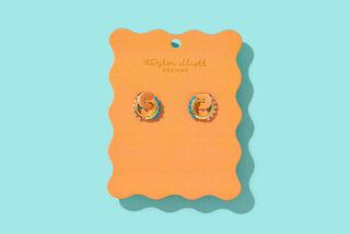 Sheridan-Huggie Earrings - Gold-Plated W/Pearl & Turquoise