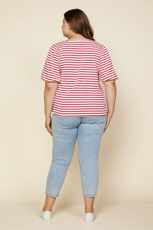 LOLA WHITE STRIPED RED TOP