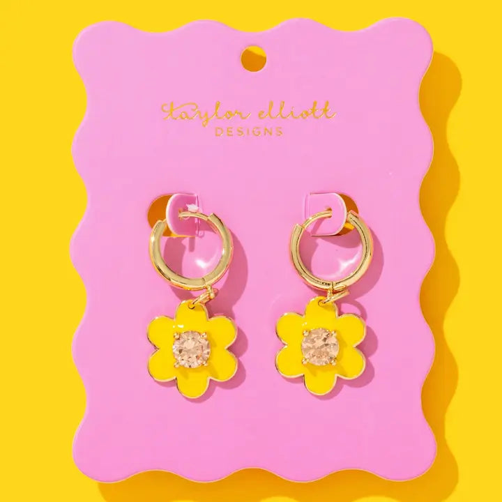 Lucy Huggies Earrings - Flowers YELLOW