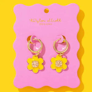 Lucy Huggies Earrings - Flowers YELLOW