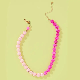ELOISE Beaded Necklace - Marbled Dark + Light Pink Beads