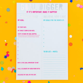 Goal Setting Notepad - "Goal Digger" - 20 Perforated Sheets