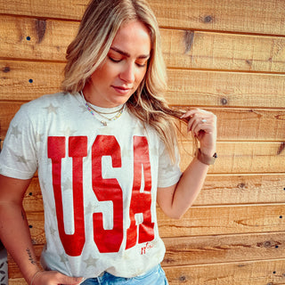 USA GLITTER RED TEE