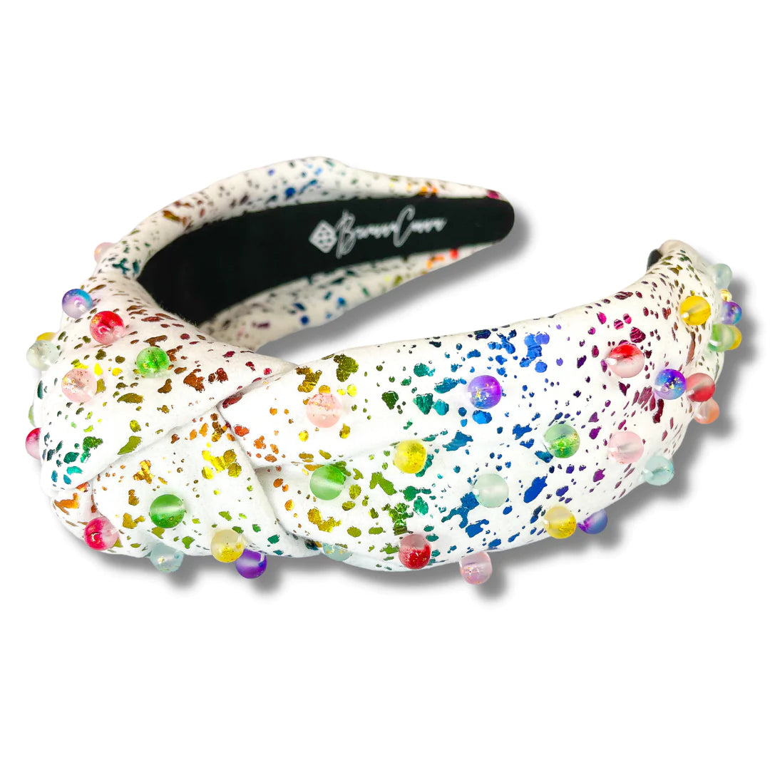 RAINBOW METALLIC SPLATTER PAINT BEADED HEADBAND BRIANNA CANNON