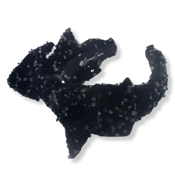 ADULT SIZE BLACK SEQUIN SIDE BOW HEADBAND