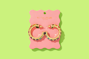 Elise Hoop Earrings - Medium - Gold-Plated W/Colorful Gems