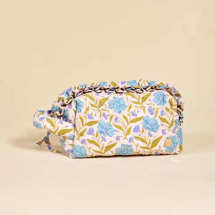 Essentials Quilted Cosmetic Pouch–Poppin' Petals Aqua