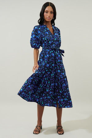 ZOYA FLORAL TIERED MIDI DRESS