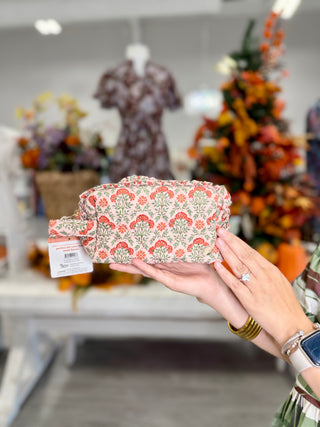 Essentials Quilted Cosmetic Pouch–Everbloom Dusty Rose
