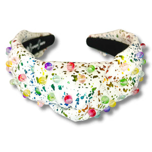 RAINBOW METALLIC SPLATTER PAINT BEADED HEADBAND BRIANNA CANNON