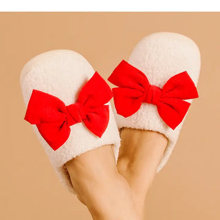 BETTY BOW RED SLIPPERS