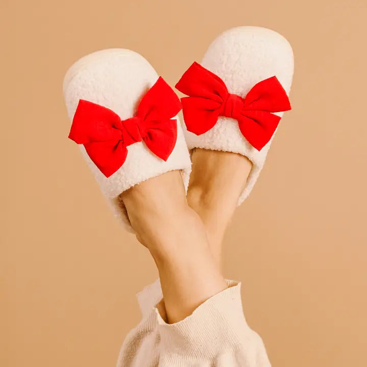 Betty Bow Red-Fuzzy Slippers