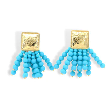 SQUARE BRIANNA CANNON ICON TURQUOISE BLUE BEADED EARRINGS