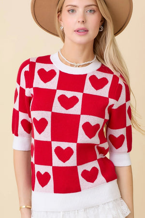 BETTY HEART SWEATER KNIT TOP