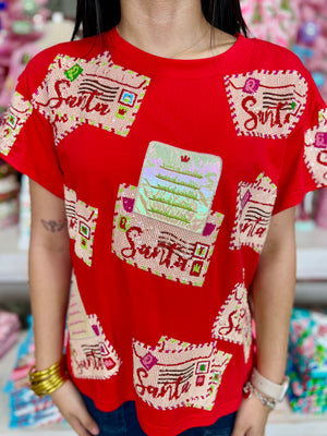 LETTERS TO SANTA -RED TEE (QUEEN OF SPARKLE)