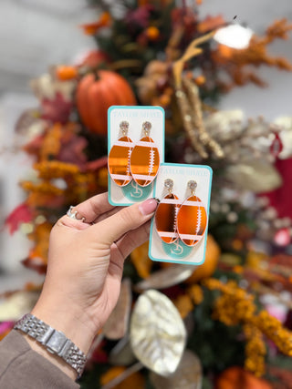 Orange Acrylic Footballs Earrings
