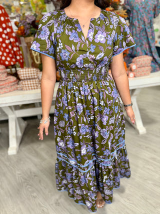 SYLVIE Smocked Midi Dress
