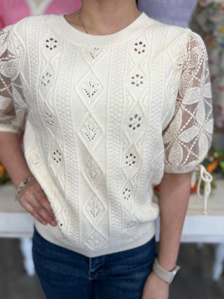 LENA CROCHET KNIT TOP