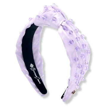 BRIANNA CANNON LAVENDER SPOTTED HEADBAND WITH PURPLE CRYSTAL BEADS