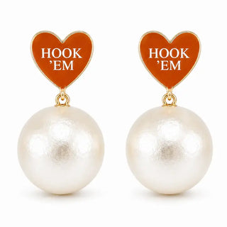 Texas Heart Pearl Drop Earrings