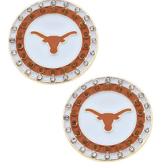 Texas Longhorns Pave Disc Stud Earrings