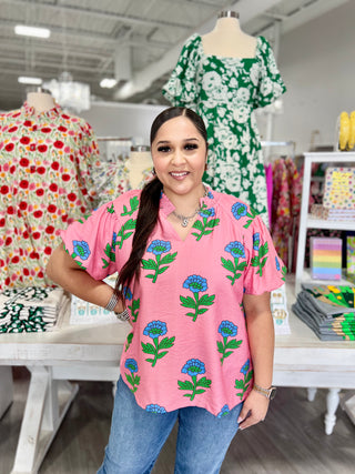 PINK FLORAL PRINT TOP