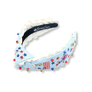 CHILD BLUE PATRIOTIC CROSS-STITCH HEADBAND BRIANNA CANNON