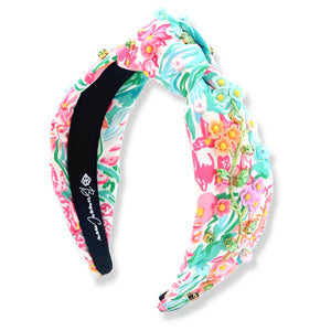 BRIANNA CANNON SPRING FLOWER GARDEN HEADBAND WITH CRYSTALS AND PEARLS