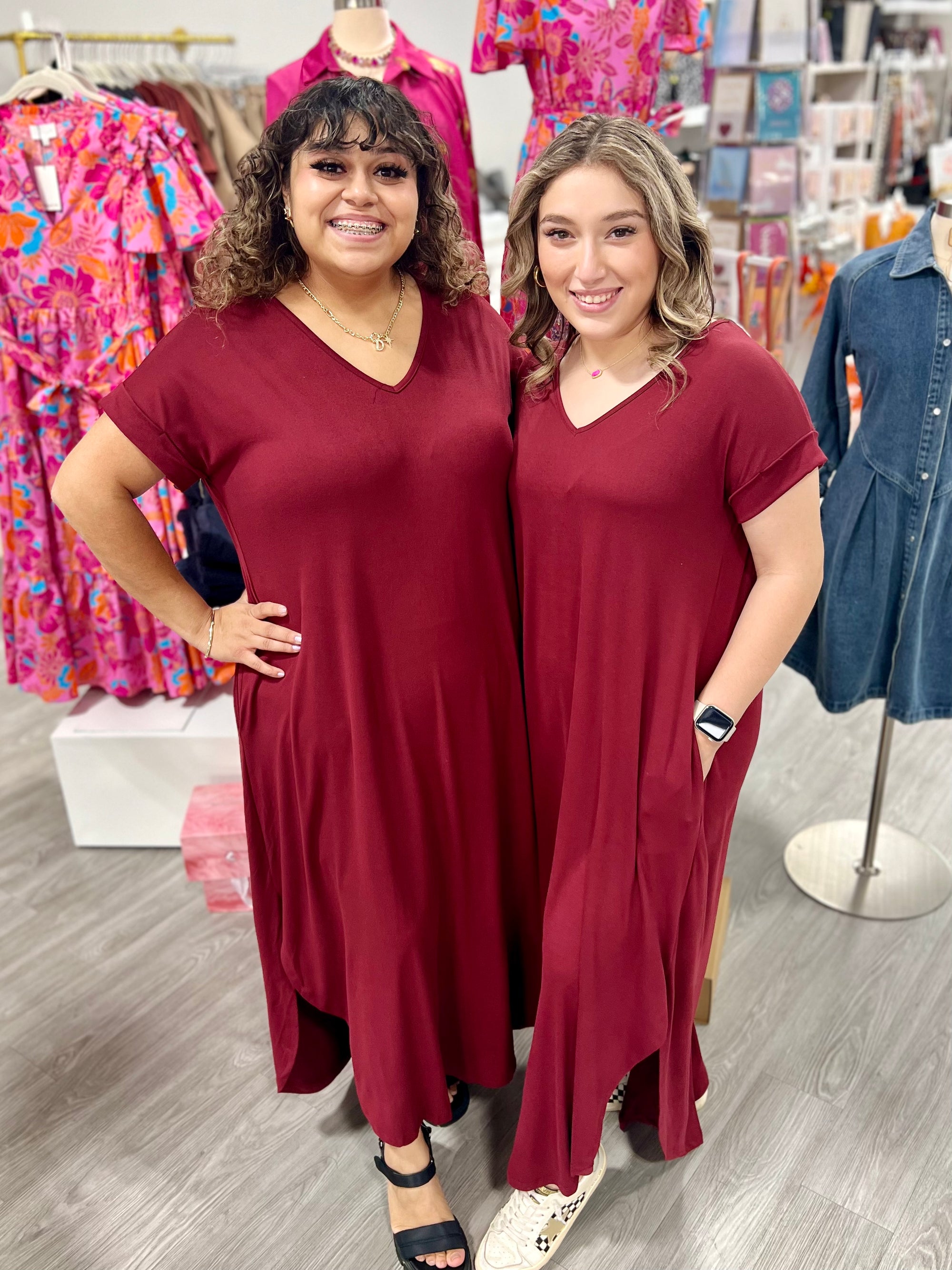 MAROON BASIC MAXI DRESS