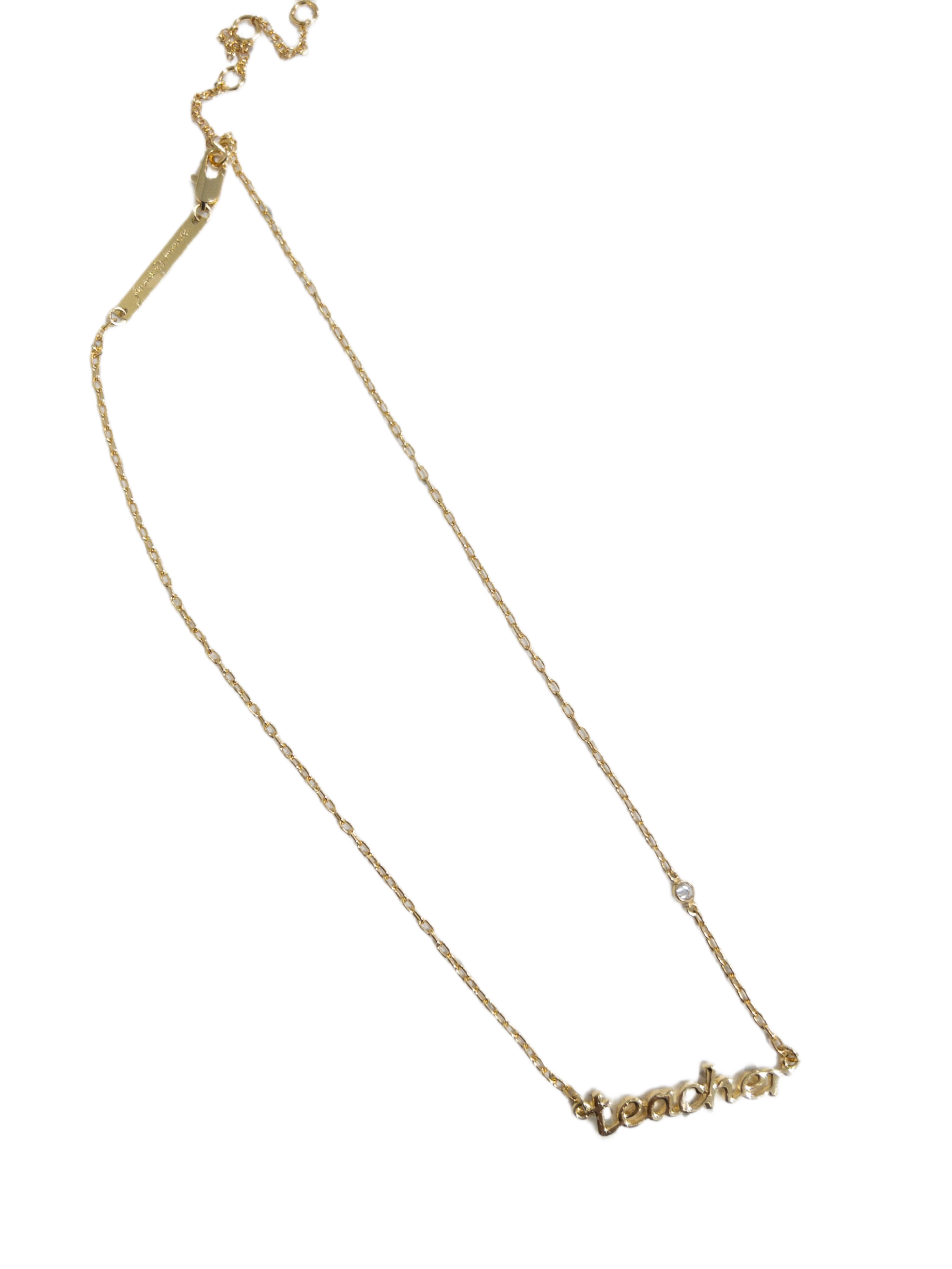 18K GOLD PLATED "TEACHER" WITH CLEAR CRYSTAL ACCENT NECKLACE