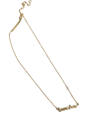 18K GOLD PLATED "TEACHER" WITH CLEAR CRYSTAL ACCENT NECKLACE