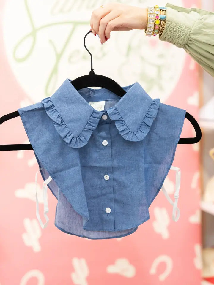 Denim Ruffle Collar