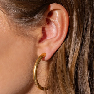 Large Terry Hoop Earrings - 14K Gold-Plated -E-09