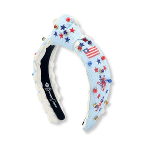 CHILD BLUE PATRIOTIC CROSS-STITCH HEADBAND BRIANNA CANNON