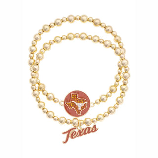 Texas Longhorns Ball Bead Bracelet Set of 2
