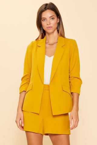 MUSTARD YELLOW QUARTER SLEEVE BLAZER
