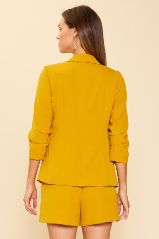 MUSTARD YELLOW QUARTER SLEEVE BLAZER